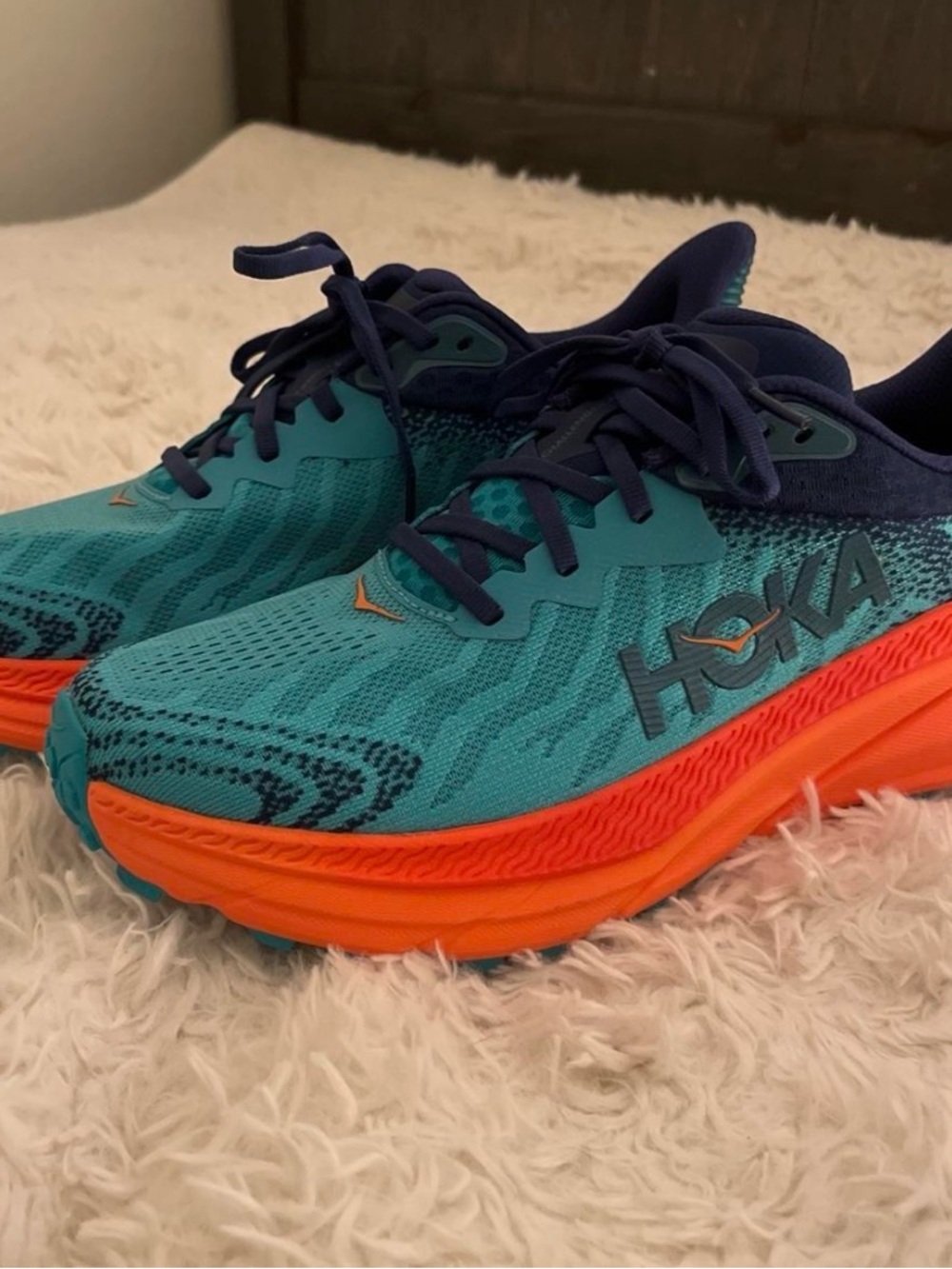 Hoka Teal and Orange Women's Trail Running Shoes